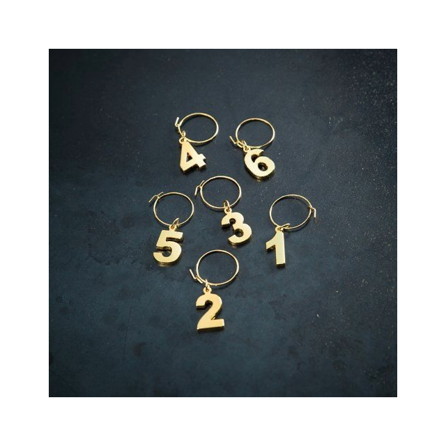 Gold Plated Numbers Wine Charms
