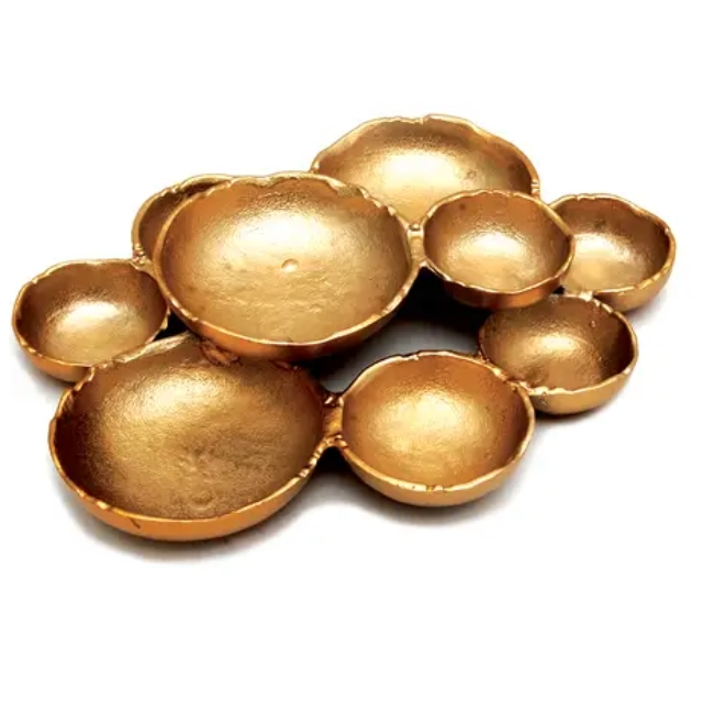 Gold Aluminum 9-Bowl Cluster Platter