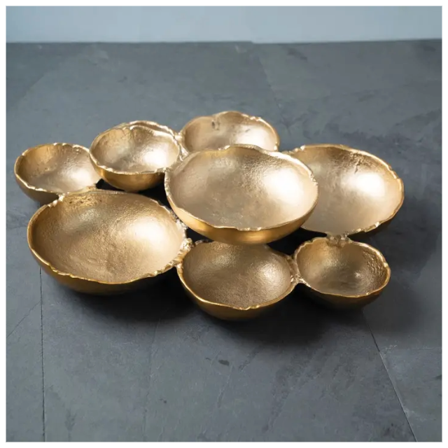 Gold Aluminum 9-Bowl Cluster Platter