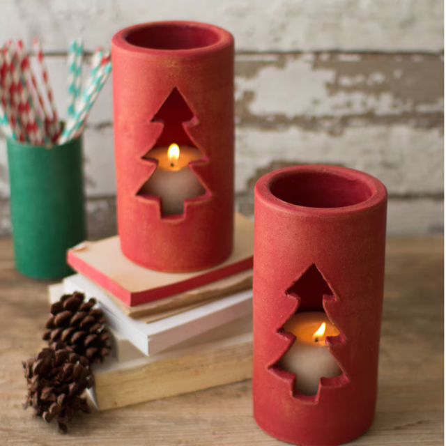 Red Clay Christmas Tree Luminary