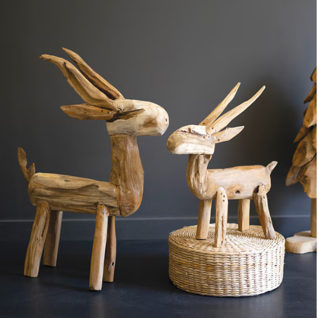 Rustic Teak Reindeer ( Set of 2 )