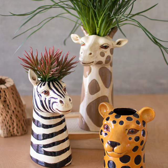 Set of 3 Ceramic Safari Animal Succulent Planters