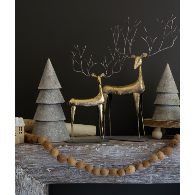 Antique Gold Metal Christmas Deer (Set of 2)