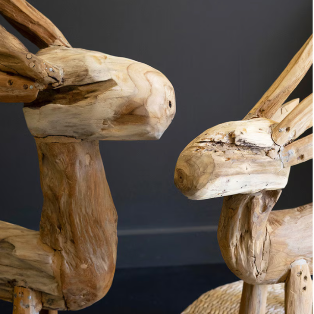 Rustic Teak Reindeer ( Set of 2 )
