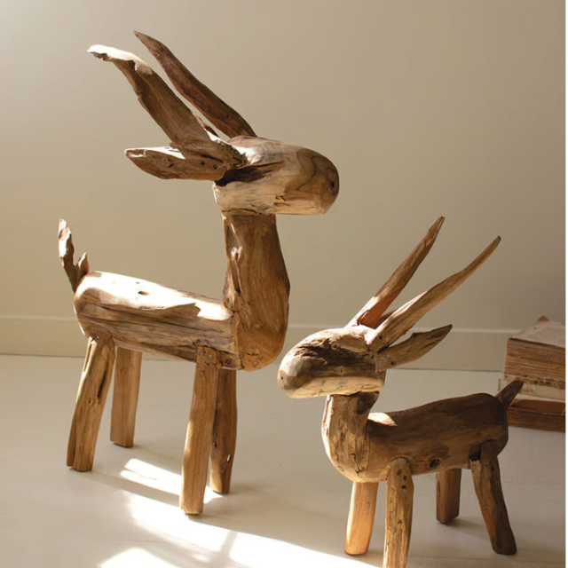 Rustic Teak Reindeer ( Set of 2 )