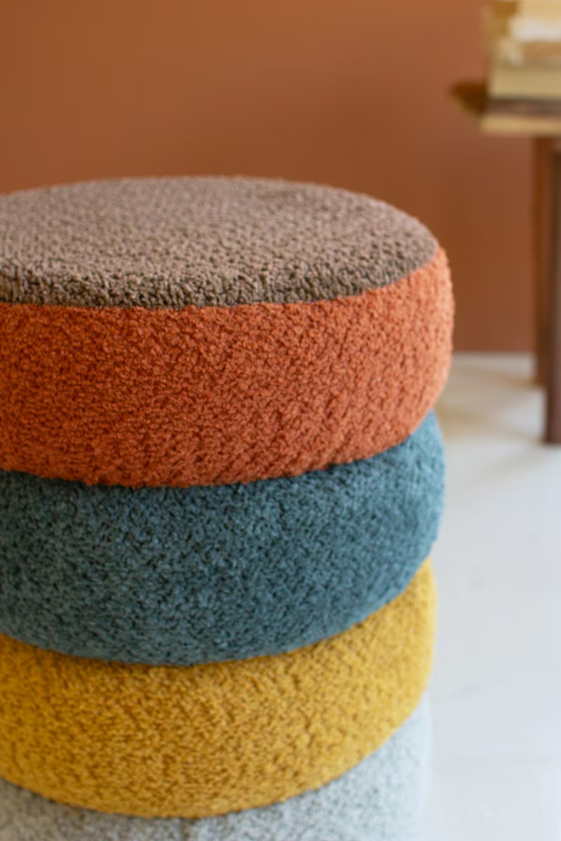 Multi-Color Stacked Carpet Pouf