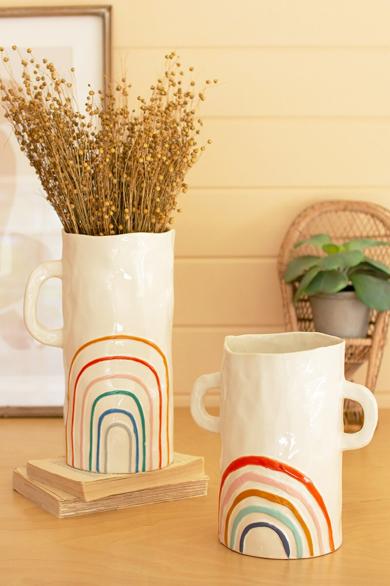 Ceramic Rainbow Vases with Handles