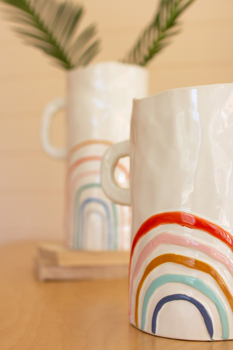 Ceramic Rainbow Vases with Handles