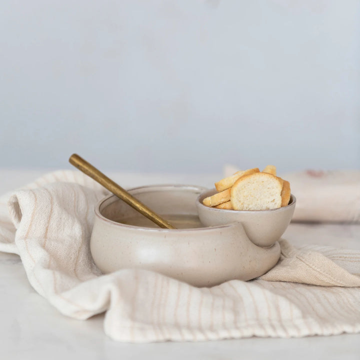 Stoneware Cracker & Soup Bowl, Reactive Glaze