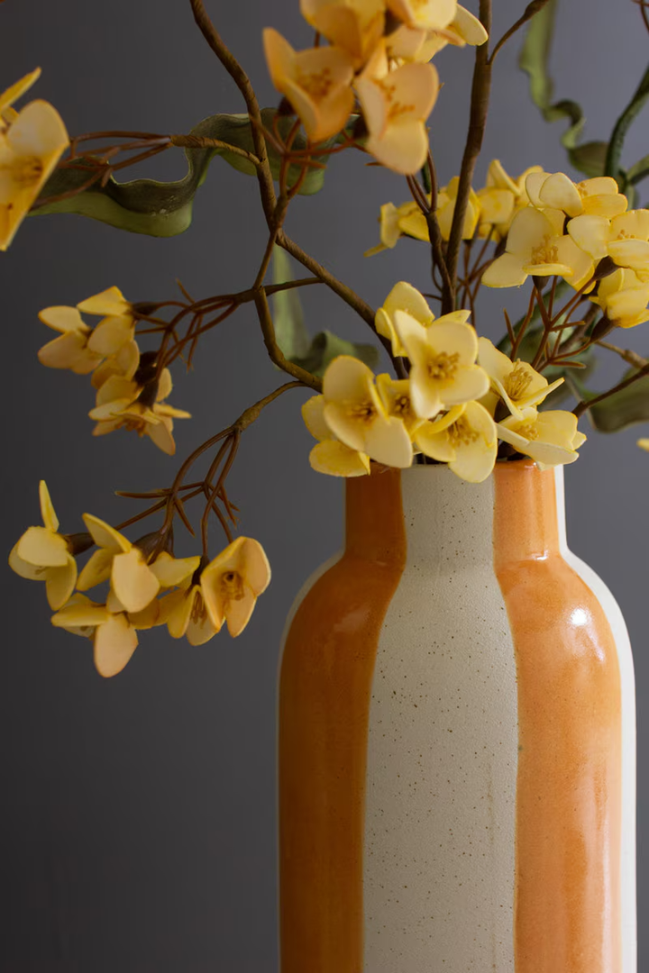 Colored Ceramic Striped Vase - Orange