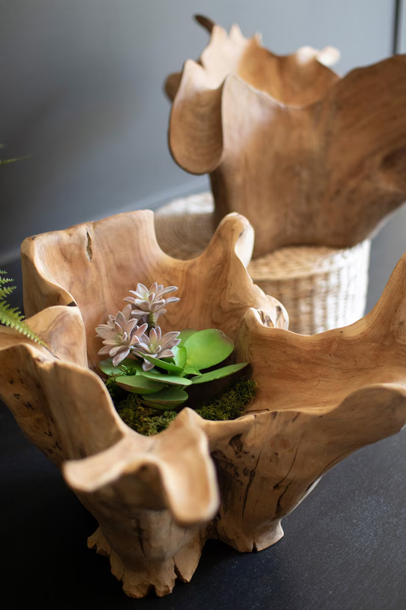 Blooming Teak Root Bowl