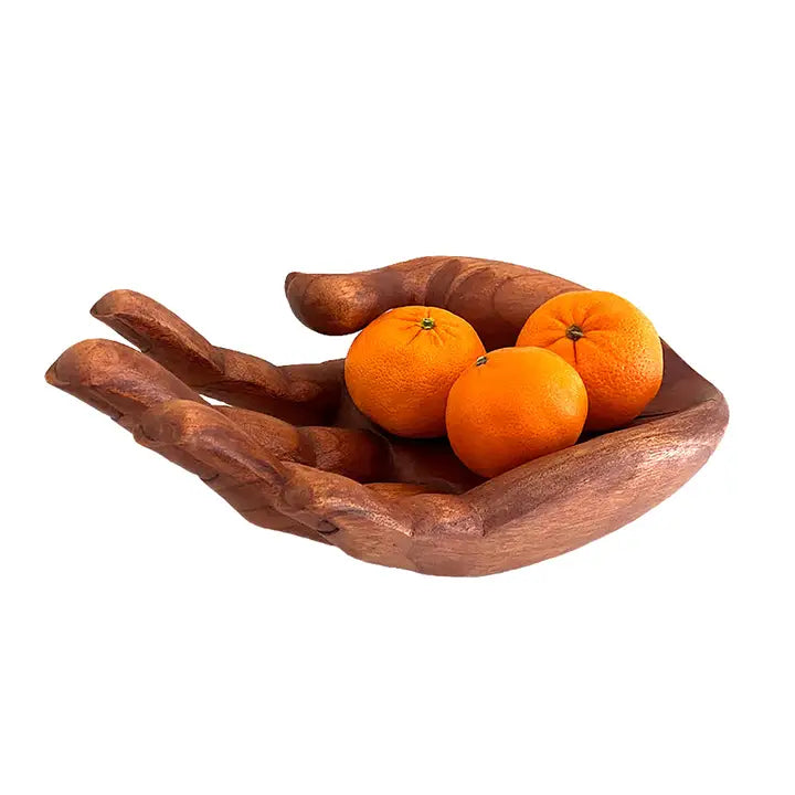 Wooden Helping Hand Buddha Hands Decorative Bowl Platter-14"