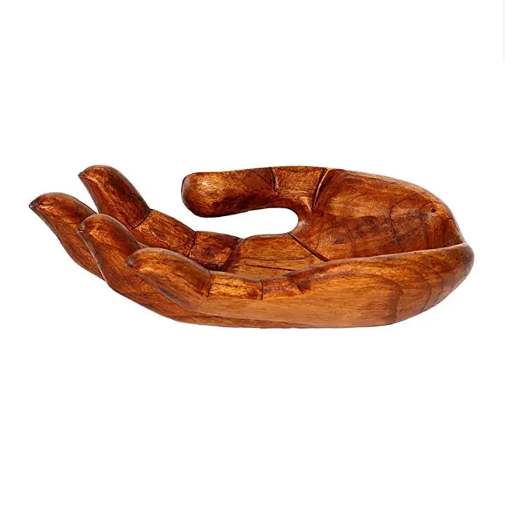 Wooden Helping Hand Buddha Hands Decorative Bowl Platter-14"