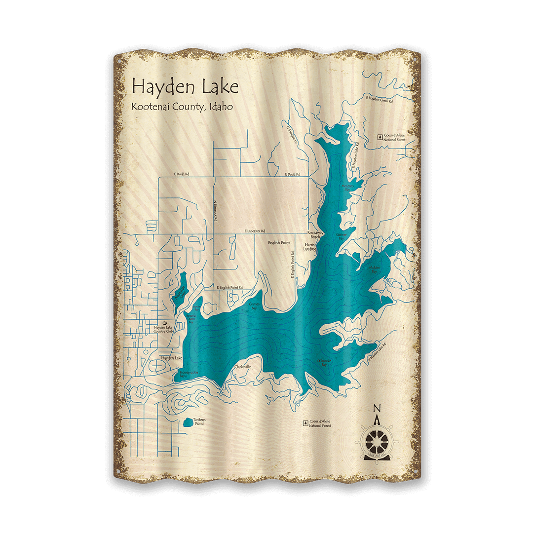 Hayden Lake, Idaho - Corrugated Metal Wall Art: Corrugated Aluminum / 22.25" x 31.5"