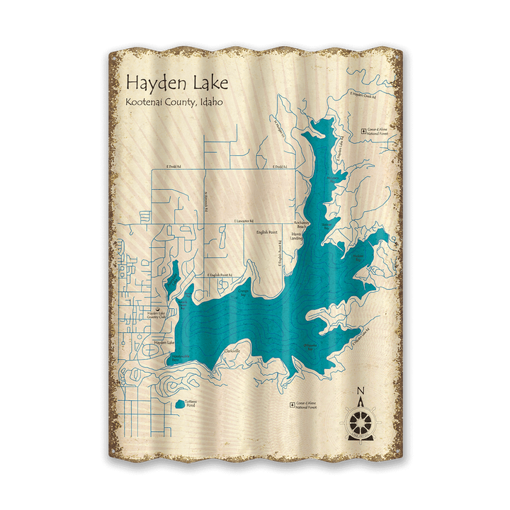 Hayden Lake, Idaho - Corrugated Metal Wall Art: Corrugated Aluminum / 22.25" x 31.5"