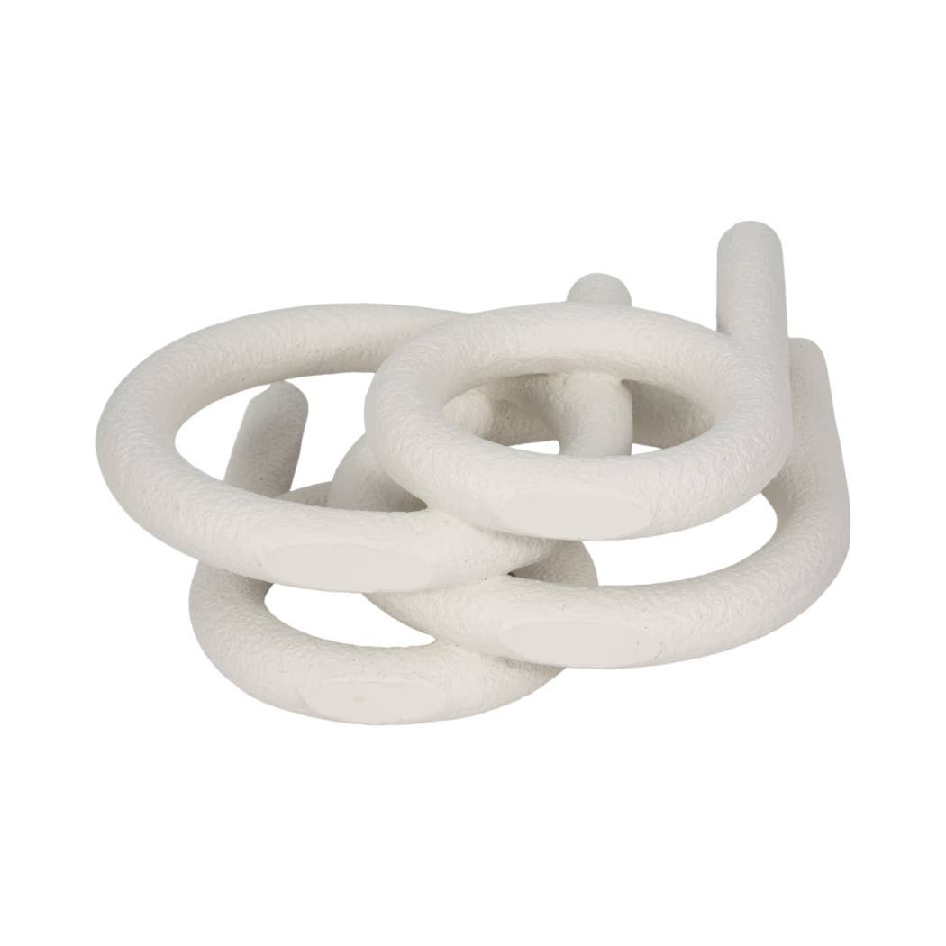 Candle Holder - White Polyresin Twisted Ring 4-Taper, 12 in.