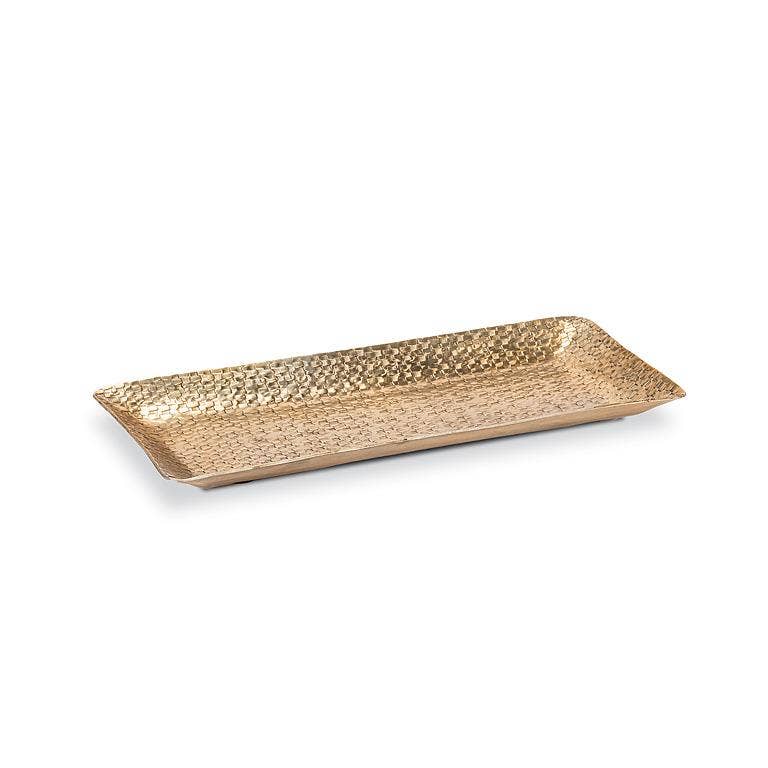 Small Rectangle Hammered Tray-Antique Gold-5x11"L