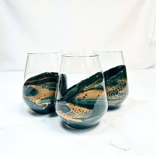 Resin Coated Entertaining Glasses (Set of 4): Onyx