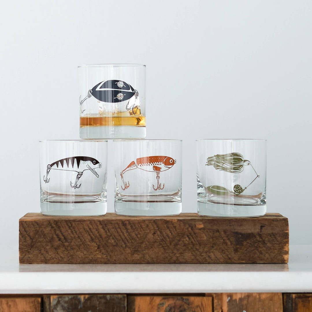 Fishing Lure Rocks Glasses: Assorted