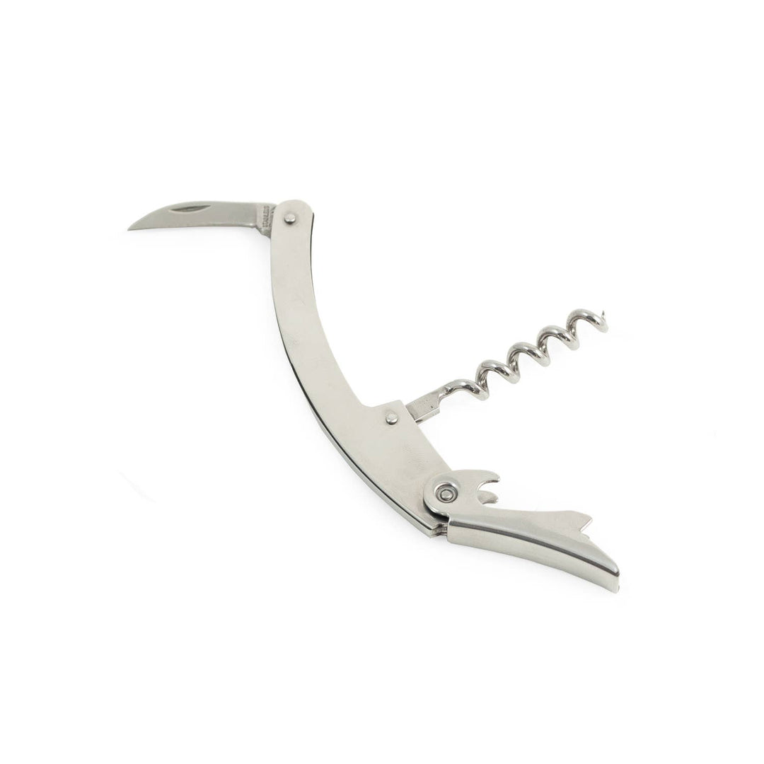 Stainless Steel Bar Tool with Corkscrew, Bottle Cap Opener: Silver
