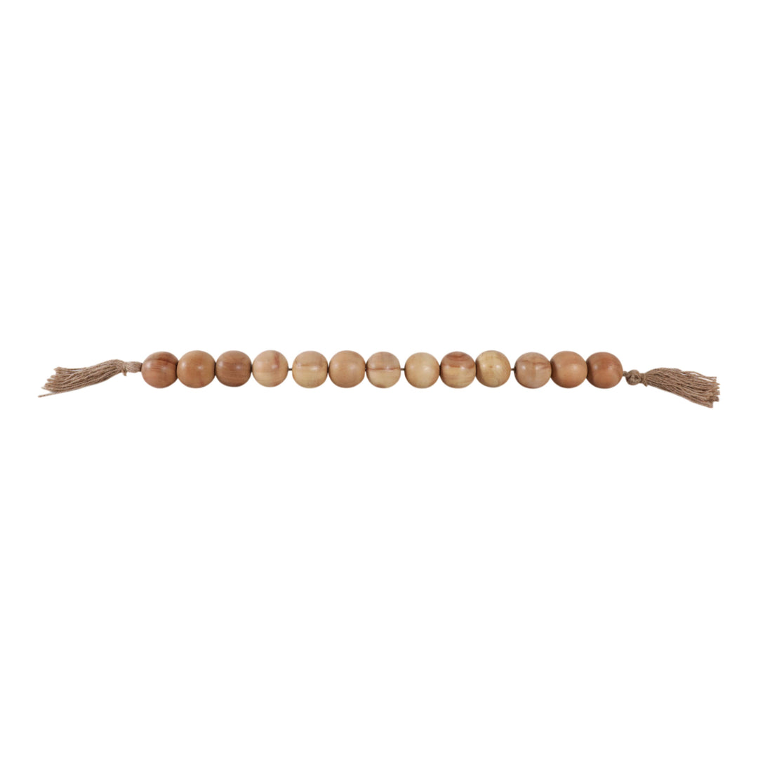 Mango Wood Jute Tassel Beaded Garland - Brown, 32 in.