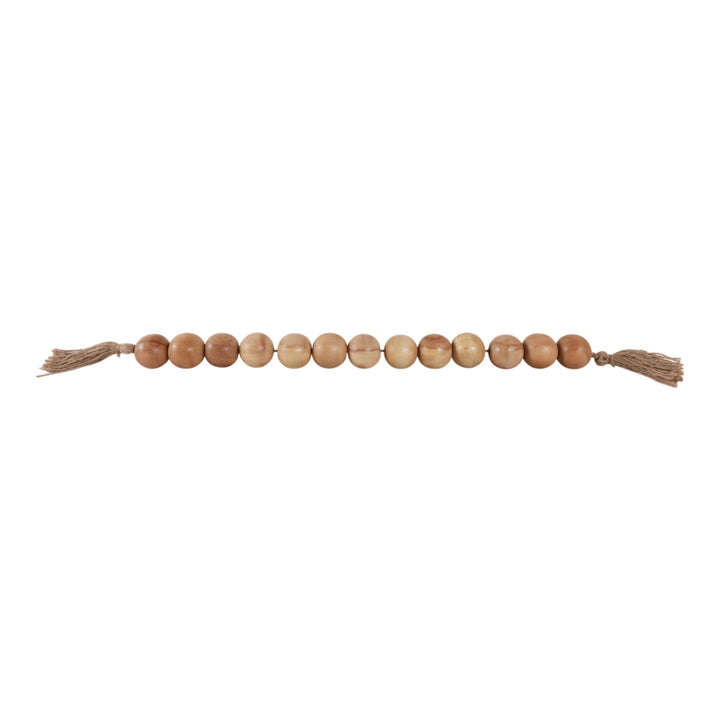 Mango Wood Jute Tassel Beaded Garland - Brown, 32 in.