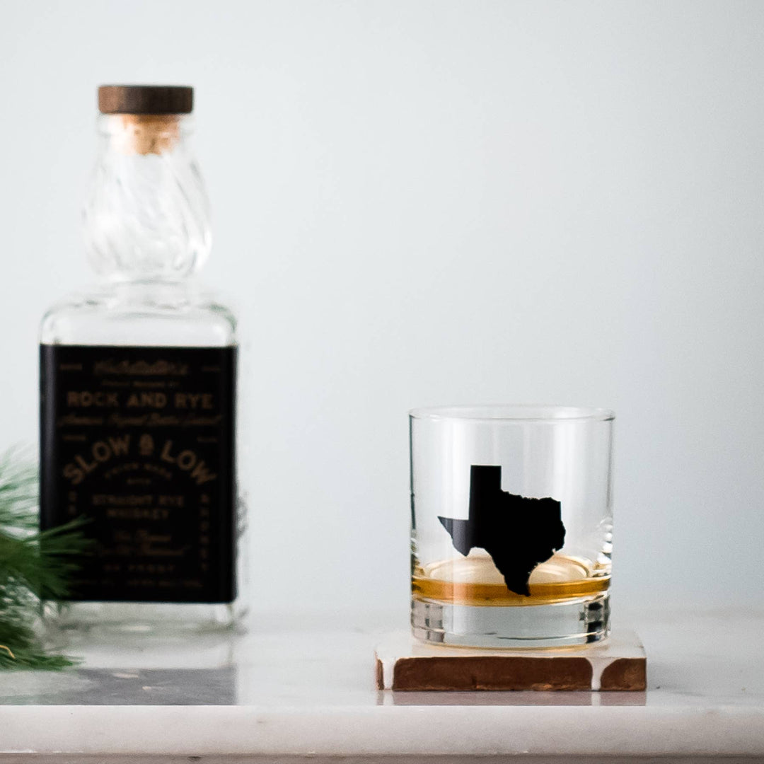Customized State Silhouette Rocks Glass: Black / Idaho