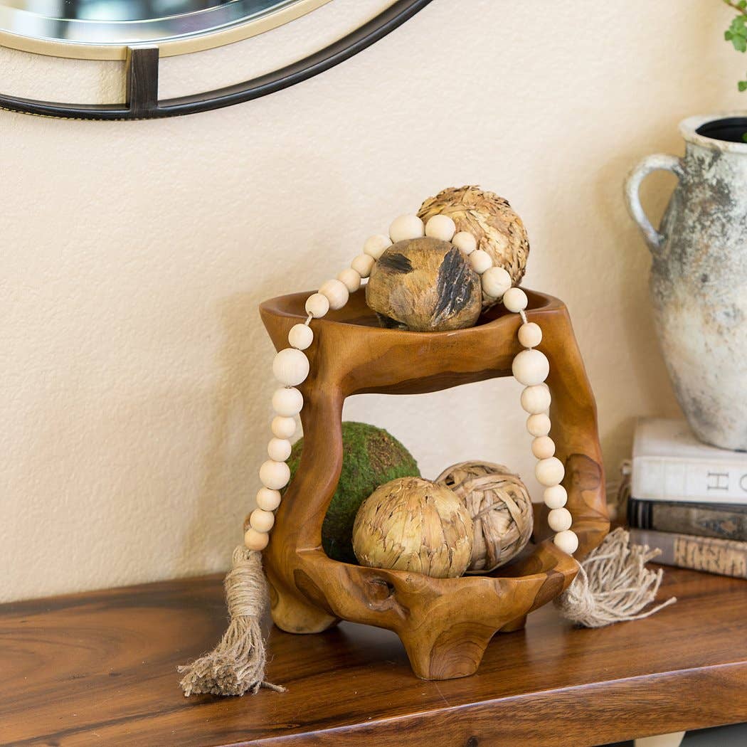 2 Tier Teak Root Tray