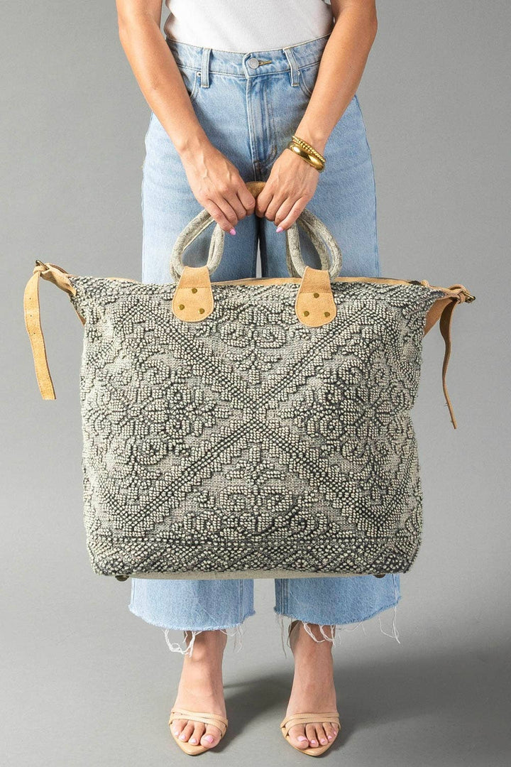 Sage Vintage Inspired Textured Tote