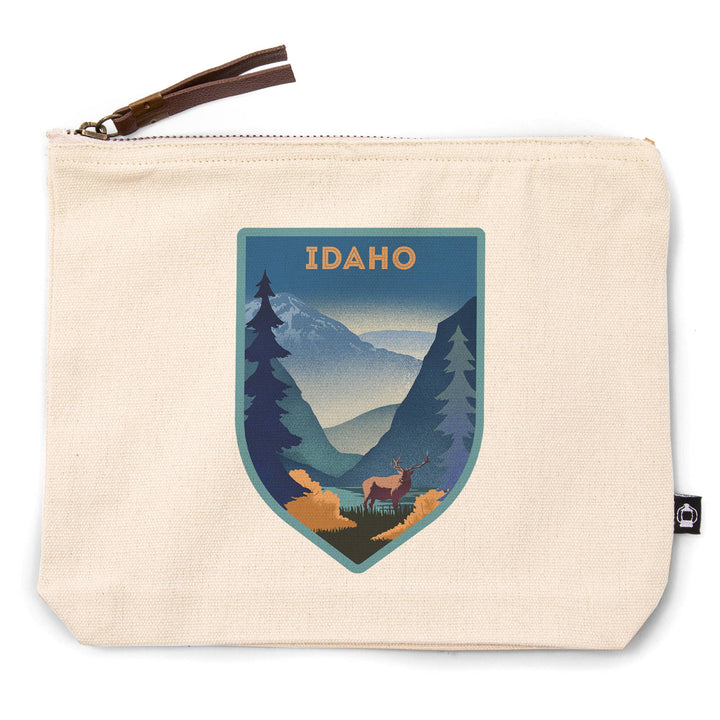 GO BAG POUCH Idaho, Lithograph, Elk & Mountains Scene