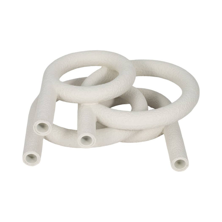 Candle Holder - White Polyresin Twisted Ring 4-Taper, 12 in.
