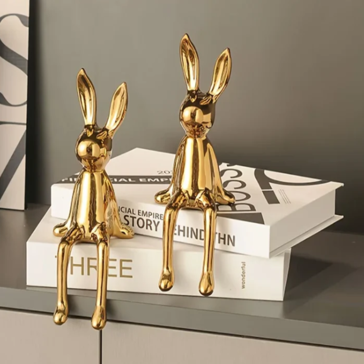 Long-Eared Sitting Rabbits: Gold