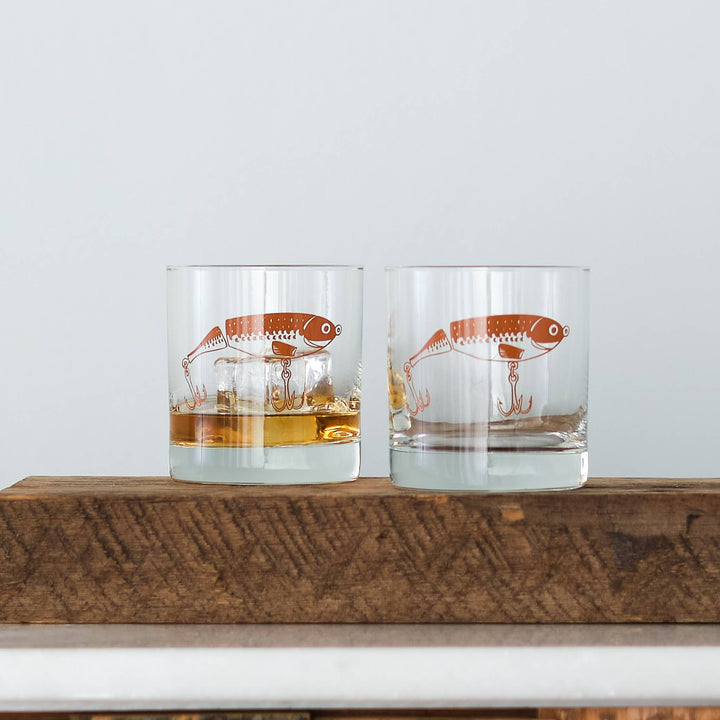 Fishing Lure Rocks Glasses: Assorted