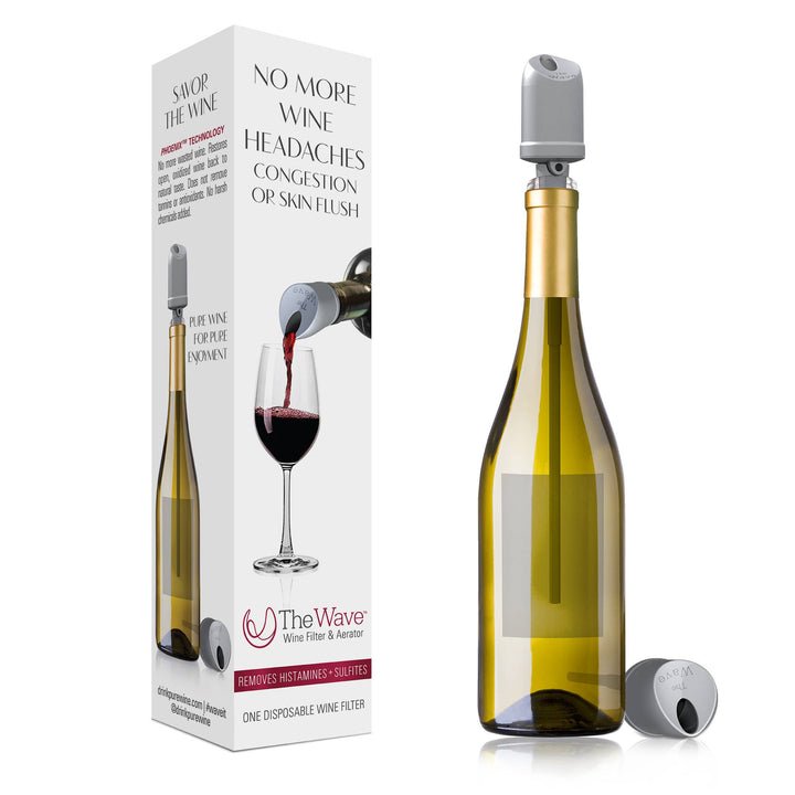 Wine Purifier & Aerator, The Wave® Single, Silver