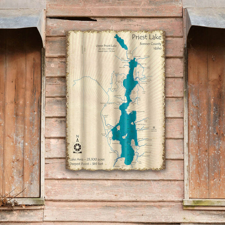 Priest Lake, Idaho - Corrugated Metal Wall Art: Corrugated Aluminum / 22.25" x 31.5"