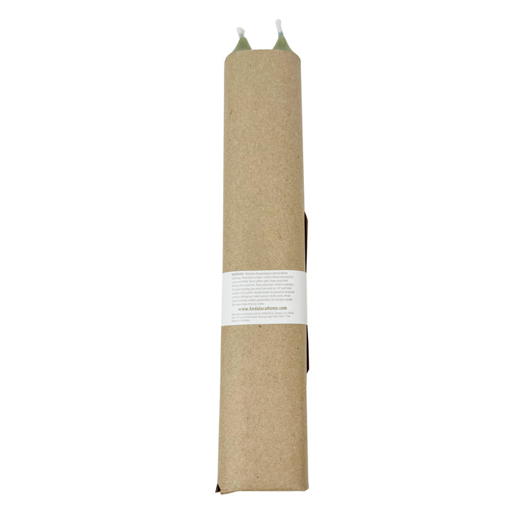 Green Ridged Taper Candles (Set of 2)