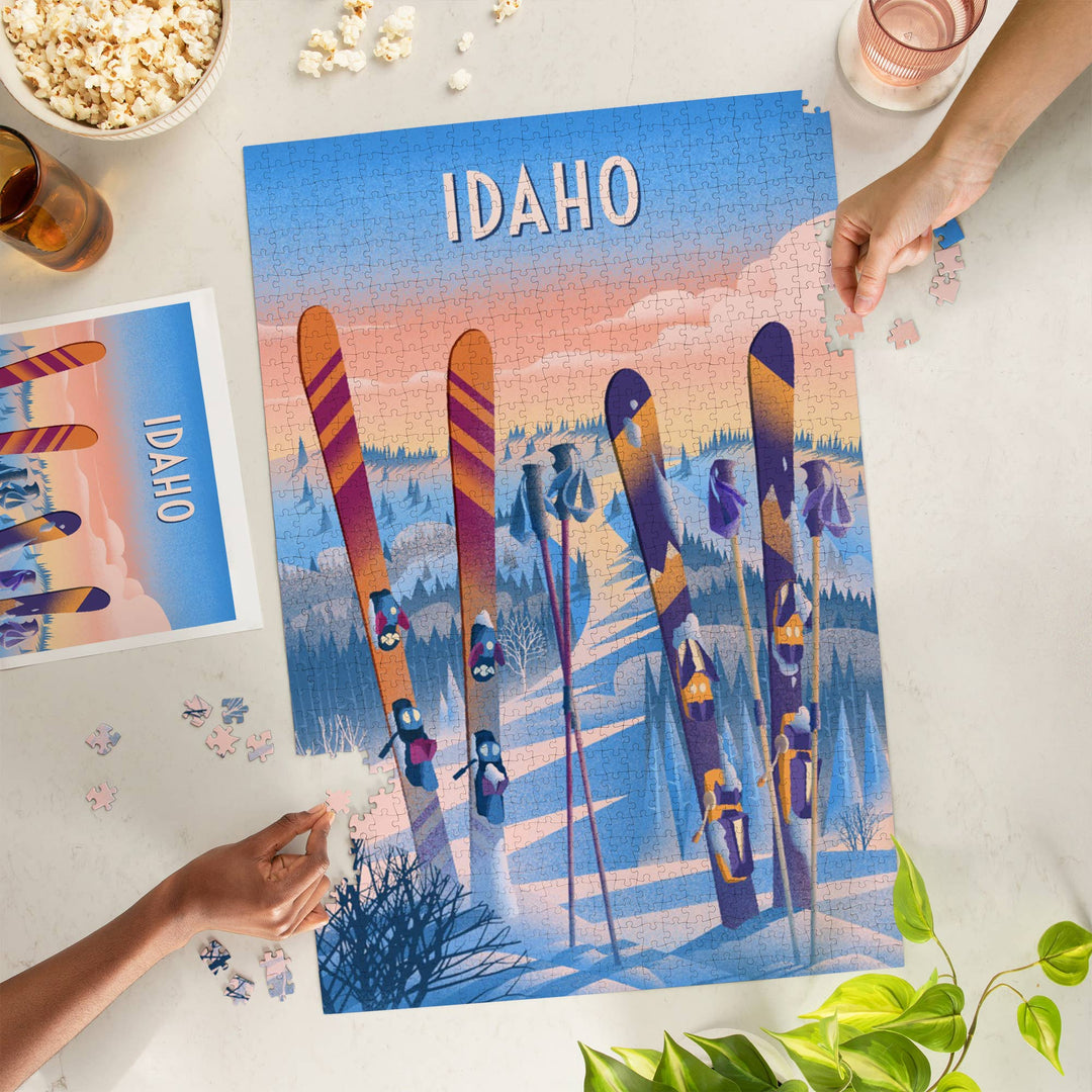 1000 Piece Puzzle - Idaho, Prepare for Takeoff, Skis