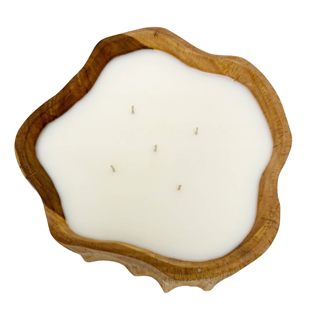 Large Teak Organic Bowl Candle