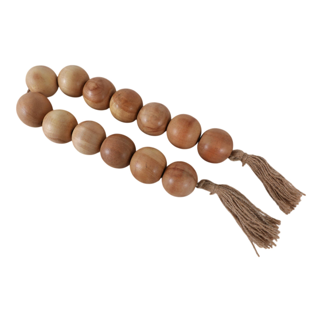 Mango Wood Jute Tassel Beaded Garland - Brown, 32 in.