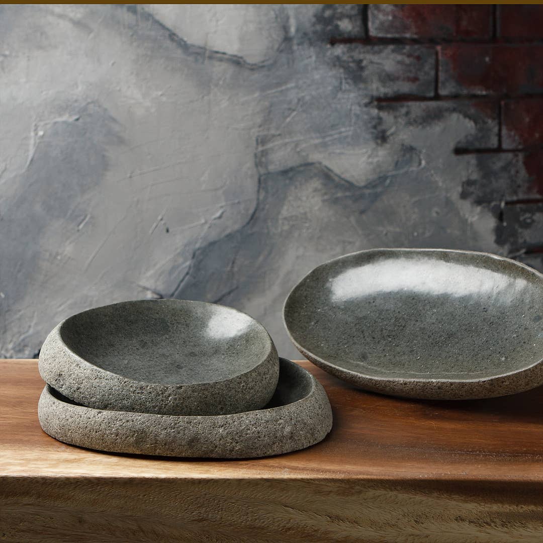 River Stone Dish: Medium 8-10"W