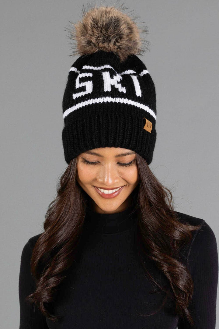 Black & White Ski Pom Hat