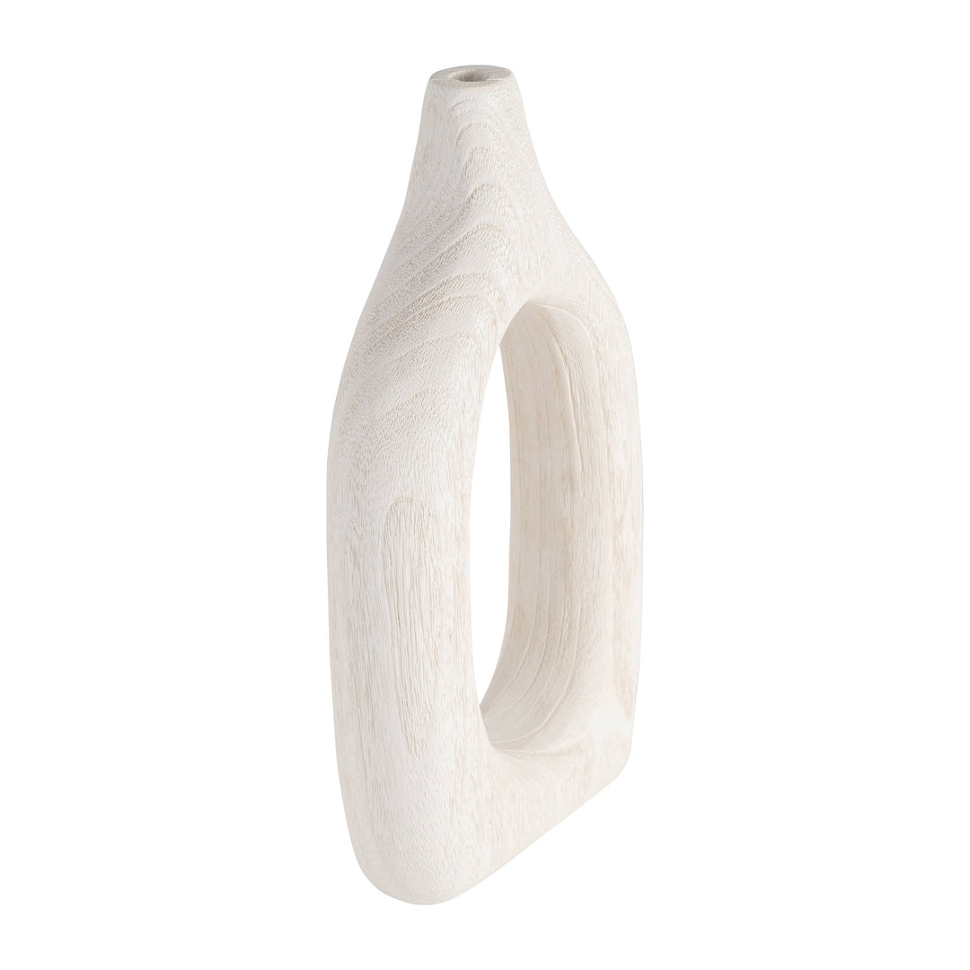 Paulownia Wood Abstract Cut-Out Vase - White, 14 in.
