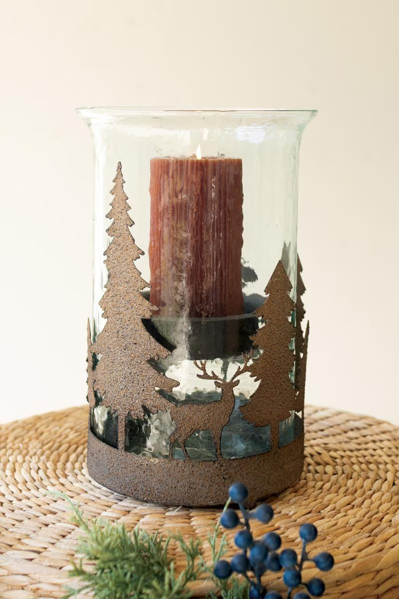Metal Christmas Trees and Deer Cylinder Wrap