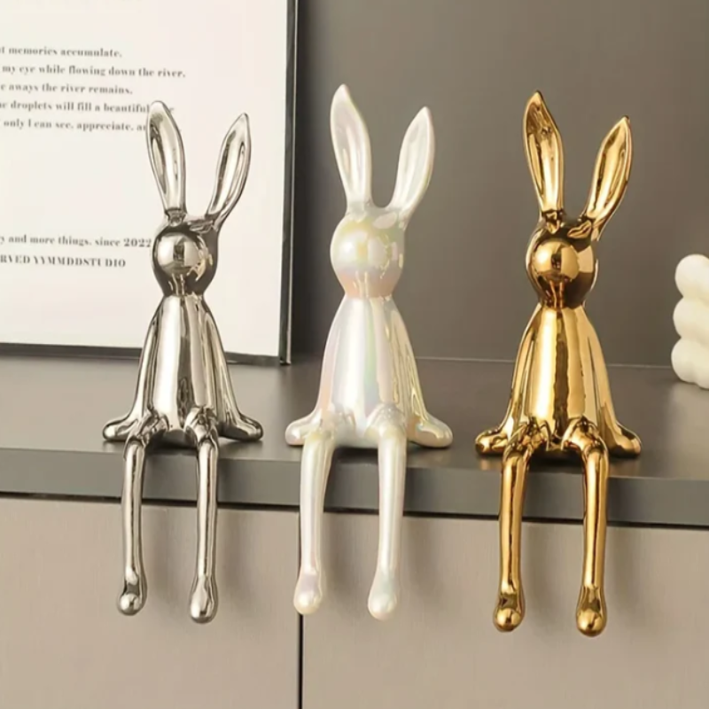 Long-Eared Sitting Rabbits: Silver