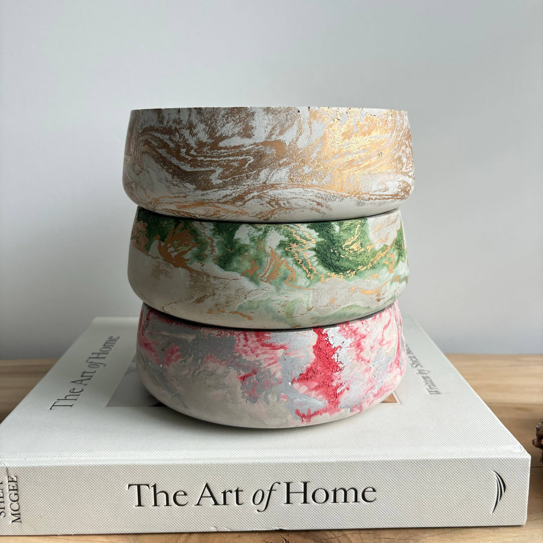Daza - Decorative Concrete Bowl | Centerpiece Bowl : Green Fusion Marble