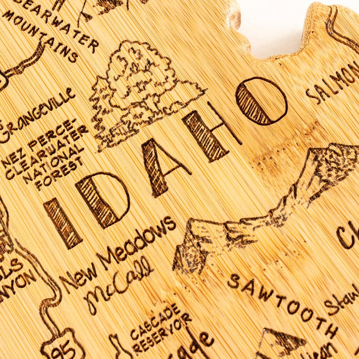 Destination Idaho Cutting Board with Engraved Artwork