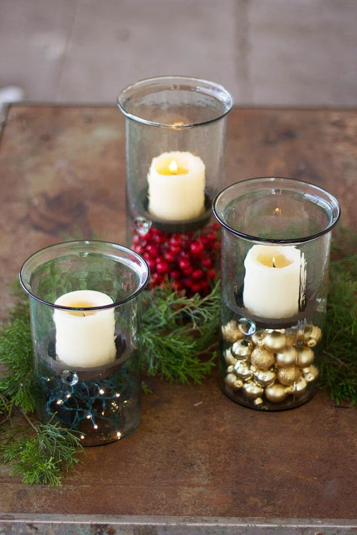 Mini Glass Candle Cylinders with Rustic Insert / Small