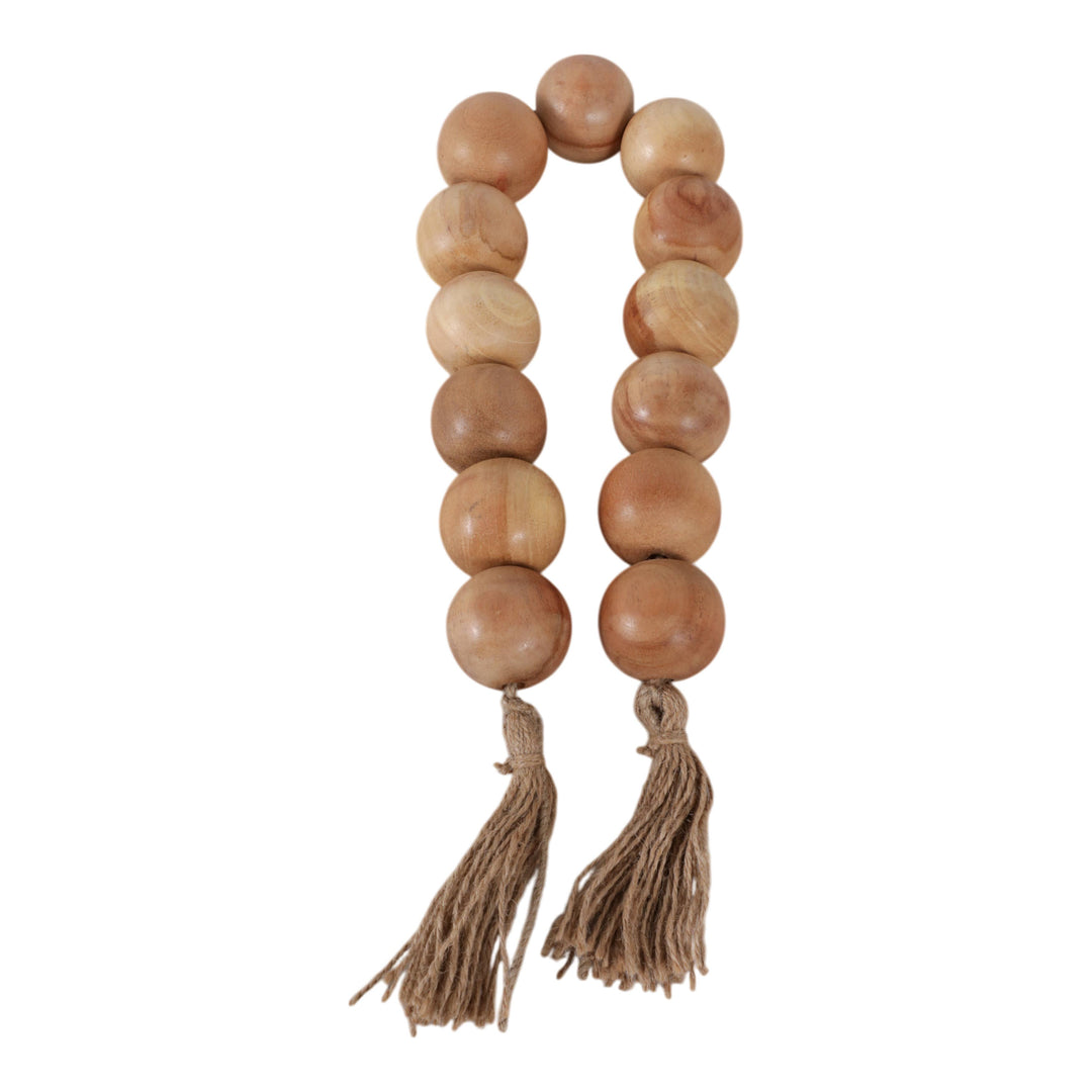 Mango Wood Jute Tassel Beaded Garland - Brown, 32 in.