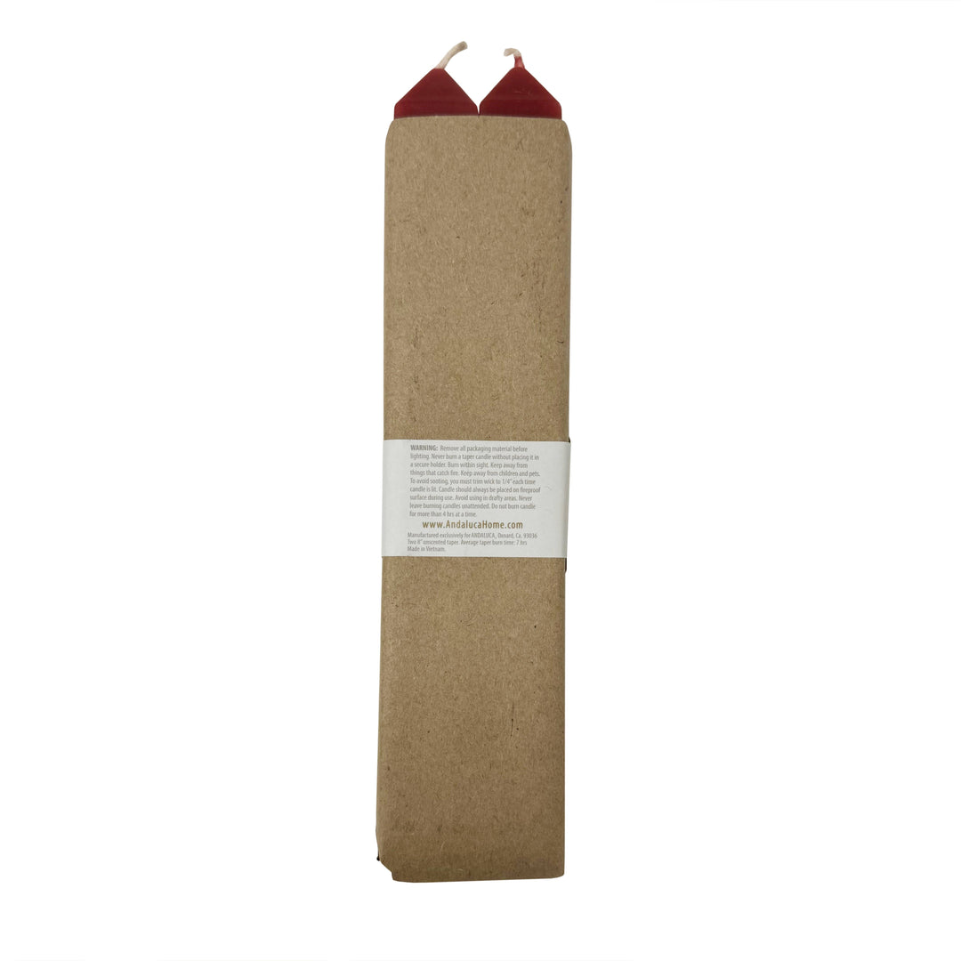 Red Square Taper Candles (Set of 2)