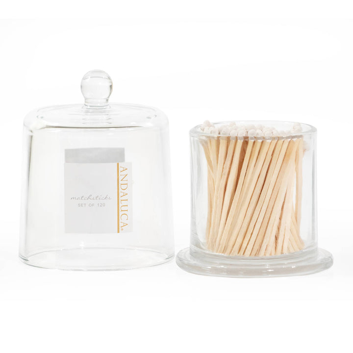 Glass Jar with Lid & 120 Wooden White Matches